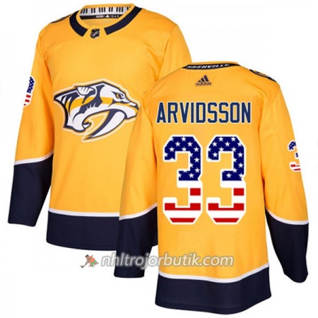 Män Ishockey Nashville Predators Tröja Viktor Arvidsson 33 Adidas 2017-2018 Guld USA Flag Fashion Authentic